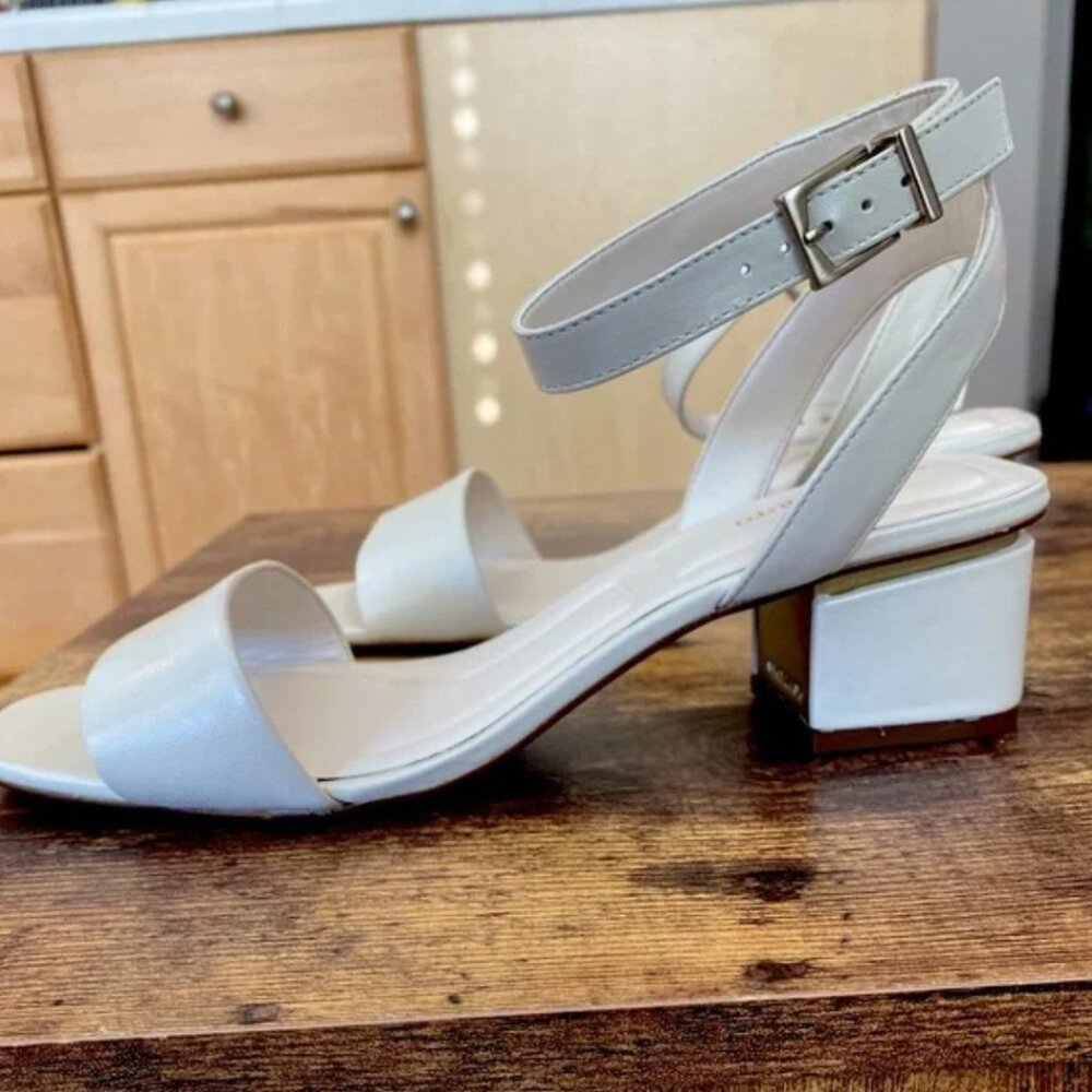 Vince Camuto Ivory & Gold Block Heel